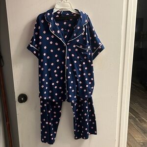 KATE SPADE Navy Blue and Pink Polka Dot Women's Pajamas NWT